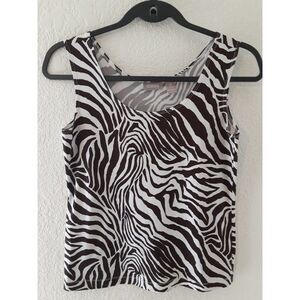 Chico's Size 0 Women's Brown Animal Print Sleeveless Stretch Tank Top